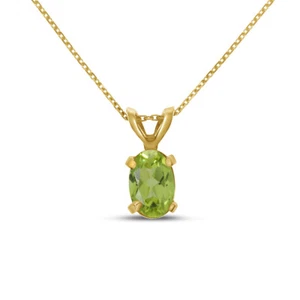 10k Yellow Gold Oval Peridot Pendant with 16" Chain - Picture 1 of 5