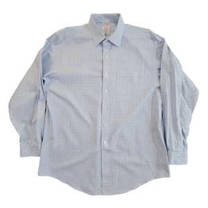 Chemise homme Brooks Brothers Madison 17 - 36 bleu non fer à carreaux manches longues - Photo 1/15