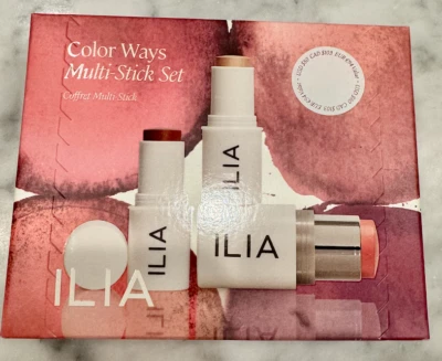 Ilia Color Ways Multi-Stick Trio Set for Cheeks + Lips Vegan 2 Mini 1 Full Size - Image 1 of 4