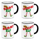 Christmas Elf Funny Novelty Gift Mug - Female Titles - Black Handle / Rim