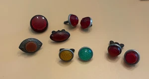 VINTAGE MOTORCYCLE CAR TRUCK BICYCLE PLASTIC LICENSE PLATE REFLECTORS LOT OF 9 - Picture 1 of 14