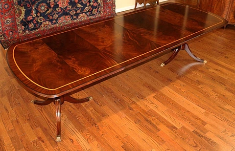 Incredible Flame Mahogany Dining Table w 2 Leaves 120 inches x 46 Regency style Cover