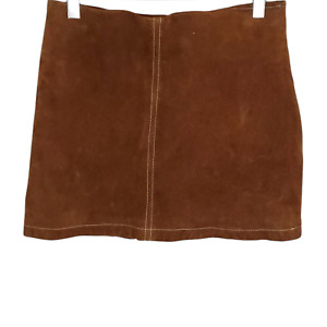 Urban Outfitters Leather Skirt Womens Size Medium Cognac Brown Mini Boho Short