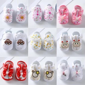 Baby Girl First Walkers Lace Floral Soft Sole Shoes 0-18M - Picture 1 of 18