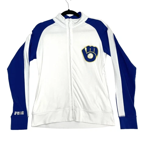 Milwaukee Brewers Zip Up Sweatshirt Track Jacket Women Med Major League Fitness Cover
