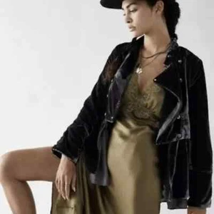Free People Faye Velvet Jacket Women's Size Extra Small Ebony Military - Picture 1 of 15