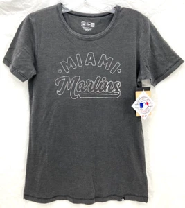 NEW Miami Florida Marlins New Era Short Sleeve Metallic Gray Tee Shirt Women's S - Picture 1 of 8