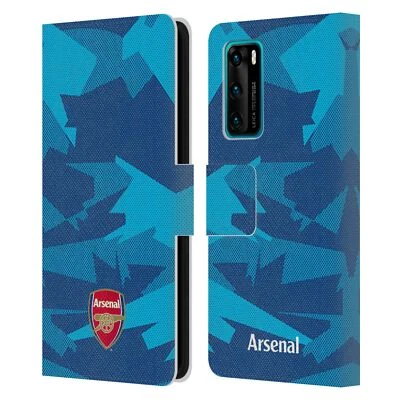 OFFICIAL ARSENAL FC CREST AND GUNNERS LOGO LEATHER BOOK CASE FOR HUAWEI PHONES - Image 1 of 4