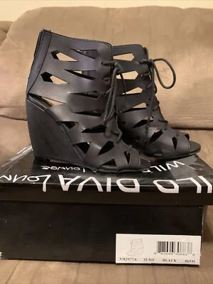 Cuñas Mia JUNO 4 pulgadas negras talla 6,5 NUEVAS Foto 1 de 4