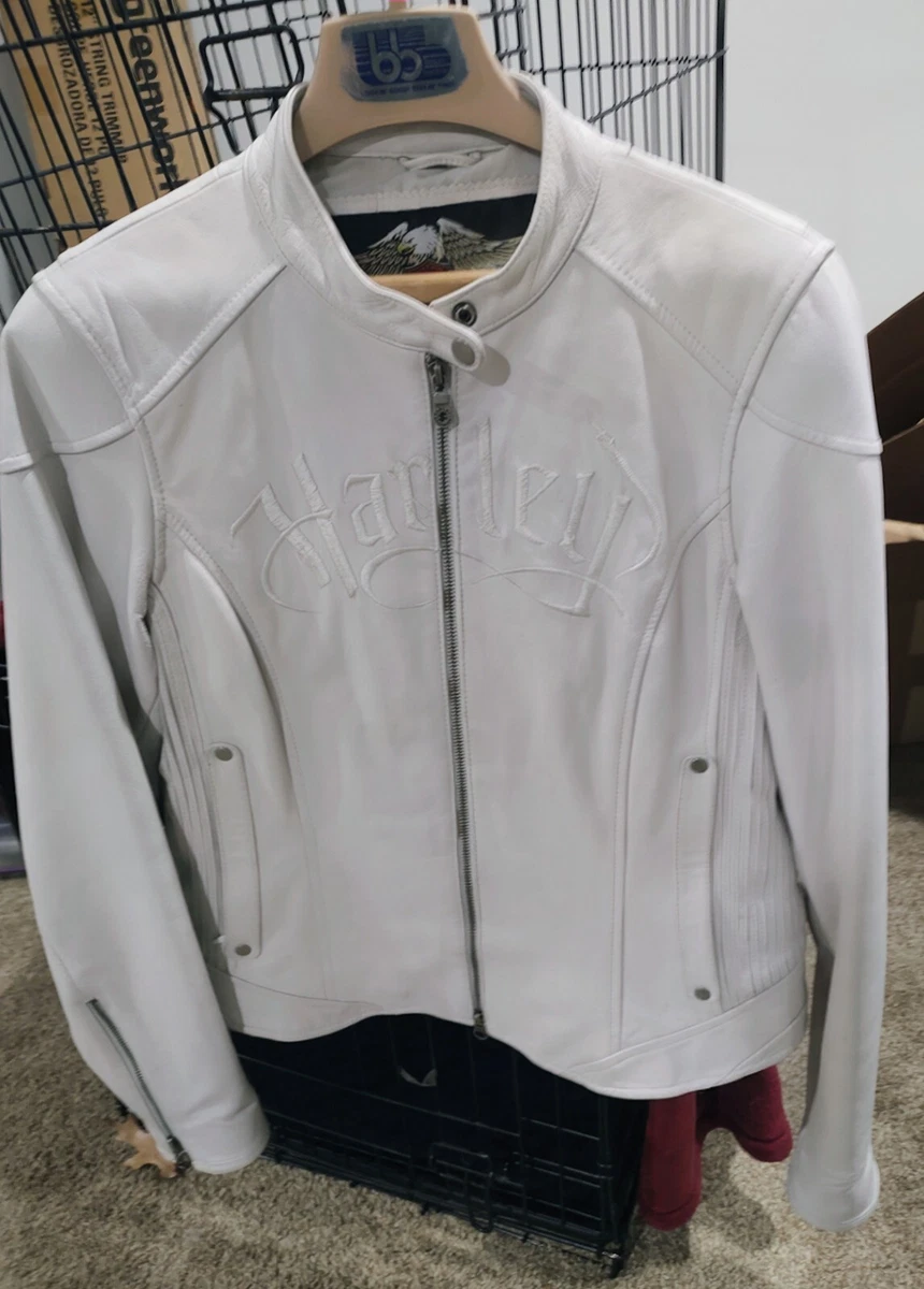 ジャケット・アウター Harley Davidson White Leather Jacket Harley-Davidson White Leather Outer Shell Coats, Jackets & Vests