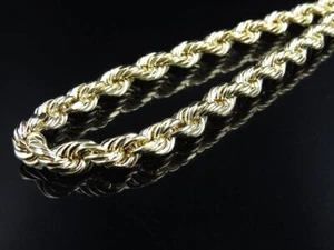 Men's Ladies Solid Rope Chain 10MM Real 10K Yellow Gold 24"-30" - Afbeelding 1 van 7