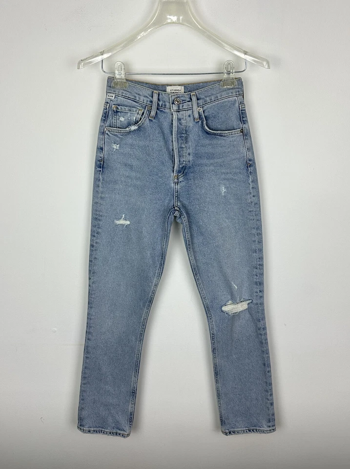 Pantalones de mezclilla Citizens of Humanity para mujer 23 Jolene vintage ajustados lavado claro desgastados Foto 1 de 4