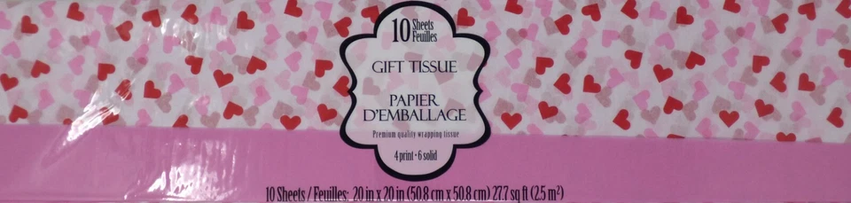 20 листов валентинки ткани бумаги 8 сердец и 12 твердых розовых листов ~ набор из 2 - Изображение 1 из 1