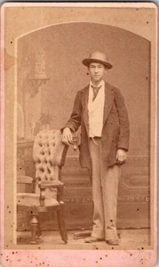 Handsome Man, Well Dressed, Great Looking Hat, c1870, CDV Photo, #2569 - Picture 1 of 2