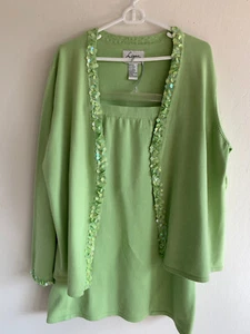 Linea by Louis Dell'Olio Green Sweater and Skirt knit set - Large and 1X - NWT - Picture 1 of 8