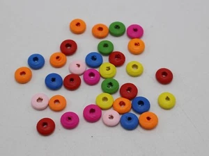 500 Cuentas de madera redondas planas mixtas de color caramelo brillante 8X4 mm espaciador de madera - Imagen 1 de 4