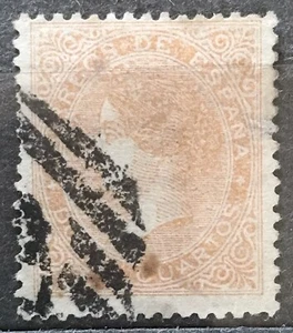 ESPAÑA 1867. ISABEL II. Edifil 89 USADO. 12 CUARTOS AMARILLO. - Imagen 1 de 2