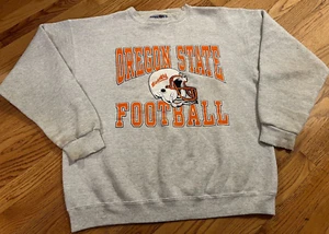 Vintage 90s Oregon State Beavers Football Sweatshirt Size Large Grey NCAA Rare! - Picture 1 of 16