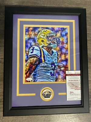 LSU Odell Beckham Jr Custom Framed Signed Photo JSA COA Autographed - Image 1 of 2