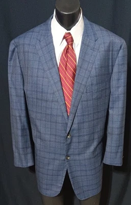 Traje Hickey Freeman Azul a Cuadros 56R Etiqueta Dorada Doble Ventilación Puños de Cirujano Foto 1 de 4