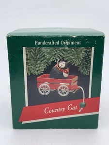 Vintage Hallmark Country Cat Christmas Tree Ornament 1989 Cute. Animal NOB - Picture 1 of 12