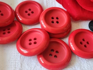 Lot Of 6 Huge Vintage Red Buttons 3.2 Cm XXL Jacket Ref 5843 - Picture 1 of 4