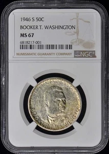 WASHINGTON, BOOKER T. 1946-S Silver Commemorative 50C NGC MS67 - Picture 1 of 2