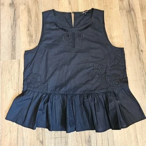 Madewell schwarzes ärmelloses Top mit Boho Blumendetails 100% Baumwolle Größe S  - Bild 1 von 4