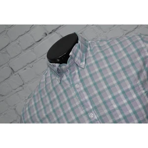 J Crew Dress Shirt Button Up Men Size Medium Flex Washed Purple Plaids - Picture 1 of 5