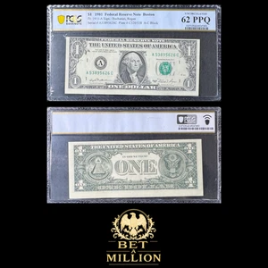 1981 $1 Federal Reserve Note Boston – PCGS 62 PPQ Uncirculated | Fr.1911 - Picture 1 of 9