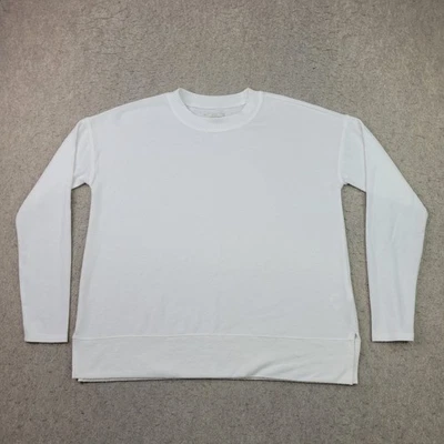 Lucky Brand Sweatshirt Women's S White Solid Viscose Crew-Neck Long Sleeves NEW - Image 1 of 4