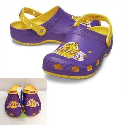 Los Angeles Lakers Zapatos Zuecos Para Hombre Talla 11 Púrpura Amarillo NBA Baloncesto Crocs Foto 1 de 4
