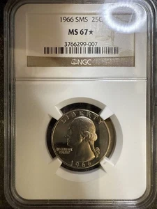 1966 Quarter Dollars Clad Coinage NGC MS-67* SMS - Picture 1 of 2
