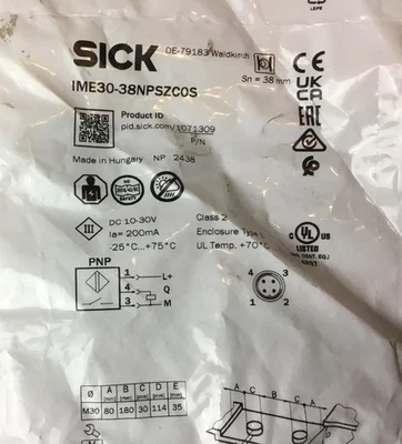 Sick IME30-38NPSZC0S Inductive Proximity Sensor PNP 10-30 VDC Pin 1071309 - Image 1 of 4