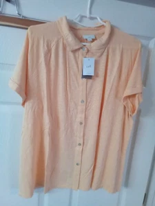 J Jill Damen Button Down Kurzarm Orange XL - Strickoberteil vorne - Bild 1 von 6