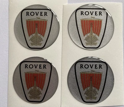 ROVER ALLOY WHEEL CENTRE CAP DOMED STICKERS 214 V8 X4 SILVER BLACK RED 50mm - Image 1 of 4