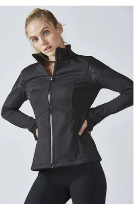 FABLETICS Bray Black Moto Jacket Full Zip Faux Leather Water Resistant Xs - Image 1 of 4