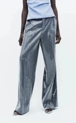 (J) ZARA, Womenswear style sequined trousers, size L. - Image 1 of 4