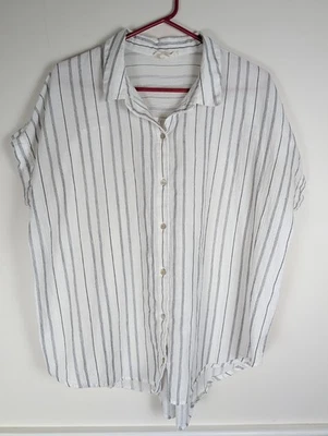 Eileen Fisher Large Organic Cotton Button Up Top Tunic Shirt Collared Women - Image 1 of 4