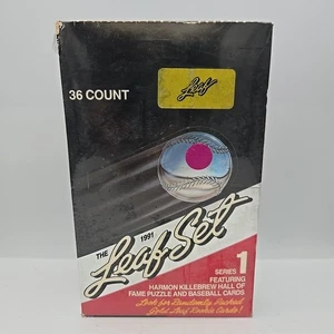 Juego de hojas vintage 1991 serie 1 caja sellada de fábrica tarjetas de béisbol 36 paquetes sin abrir - Imagen 1 de 2