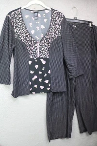 Bisou Bisou by Michele Bohbot Pajama Set-Size Large-Very Soft-Wide Leg - Picture 1 of 17