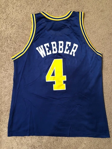 Vtg Champion CHRIS WEBBER #4 Golden State Warriors Jersey Mens sz 48 XL Blue Cover