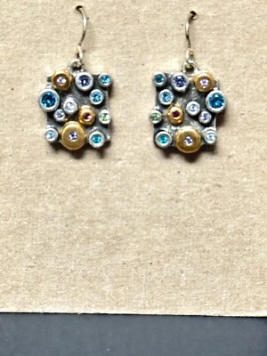 "Pendientes colgantes Patricia Locke cristal multicolor tono plata 1,25"" 934 nuevos sin etiquetas 13" Foto 1 de 4