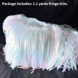 1.1 Yards Sequins Tassel Fringe Sewing Trim DIY Dress Dance Costume Clothing - Picture 1 of 18