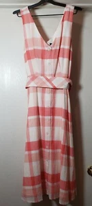 Maxi Vestido Para Mujer Nuevo Con Etiquetas Alex Marie Sin Mangas Cinturón Cuadros Talla 12 Forrado Blanco - Imagen 1 de 6