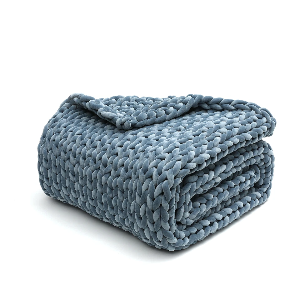 YnM Velvet Knitted Weighted Blanket/Chunky Knit Weighted Throw Blanket for Sleep - Image 1 of 4