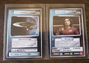 Lot of 6 Star Trek CCG cards Enterprise C Spock Garrett Tasha McCoy Scott