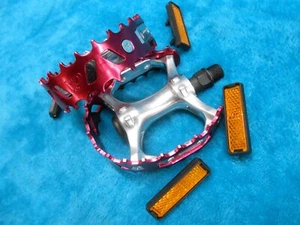 Vintage Victor VP-747 Bear Trap Pedals 9/16" BMX / MTB Pedals Anodized Red NOS - Picture 1 of 10