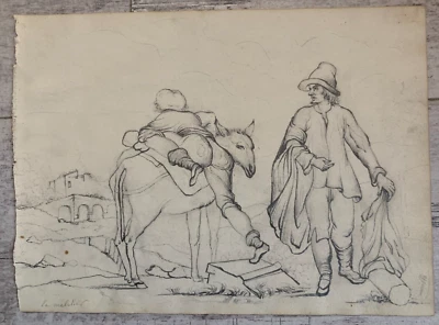 Crayon D'ap MURILLO Scène de Genre " Le Muletier " Louvre Baroque Séville - Photo 1/4