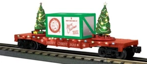 MTH RAILKING CHRISTMAS FLAT CAR & LIGHTED CHRISTMAS TREES O GAUGE TRAIN REINDEER - Picture 1 of 5